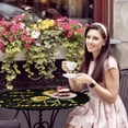 thumbnail image 4 of Elastic Fitted Round Tablecloth, Sunflower Waterproof Stretch Table Cover for 36"-44" Tables, Vintage Botanical Washable Outdoor Tablecloths for Patio, Picnic, Camping, 4 of 9