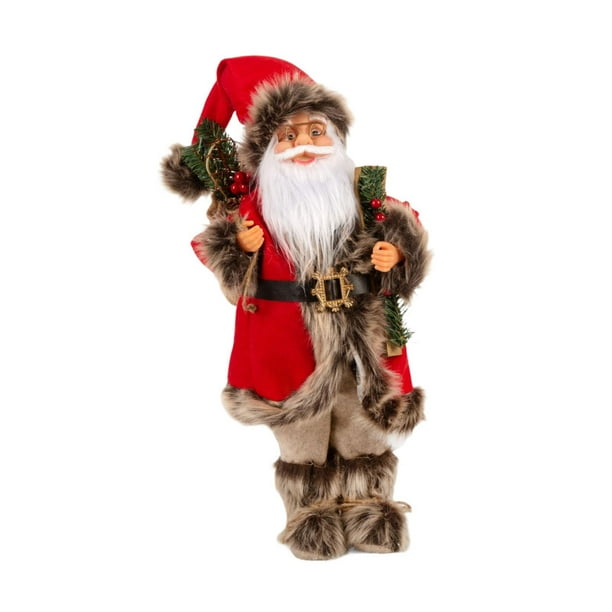 Muñeco de Papá Noel de pie, adorno coleccionable, figura de Papá Noel para 24 cm x 45 cm