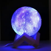 Starry Sky USB Night Lamp with Remote, 8cm Diameter 3D Printed 16-Color Moon Light