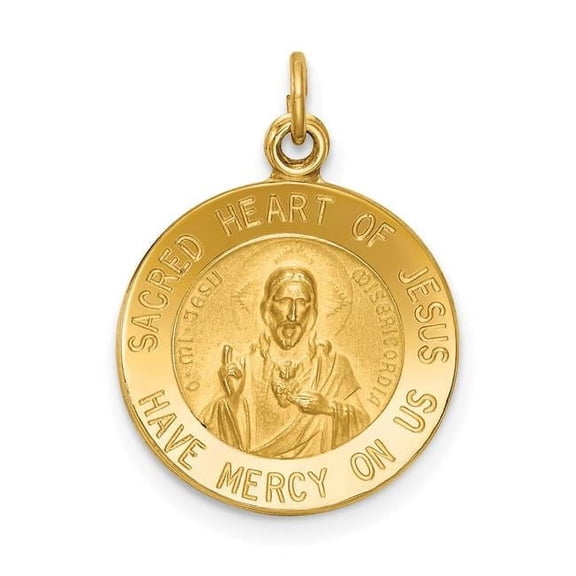14K Yellow Gold Sacred Heart of Jesus Medal Charm