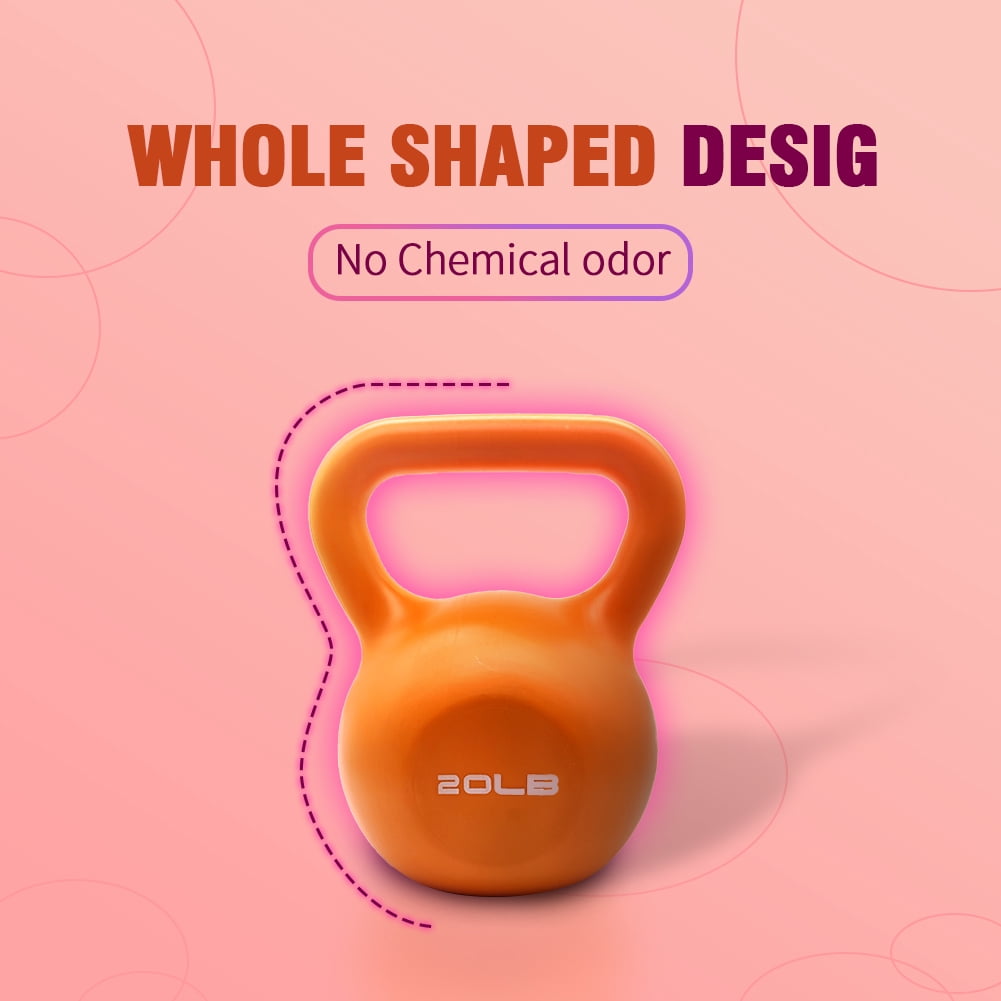 ZHICHUN 20lbs Vinyl Coated Kettlebell, Grey/Purple/Green/Orange Strength Training Kettle Bell with Comfort Wide Grip, Home Gym Weight Lifting Workout Equipment for Beginners Adults Seniors