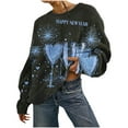 thumbnail image 2 of xixinqiwan 2025 Happy New Year T-Shirts for Women,Women's Casual Long Sleeve Warm Double Sided Padded Pullover Plush Long Sleeve Sweatshirts 2025 New Year Printed Graphic Plus Size Tops, 2 of 6