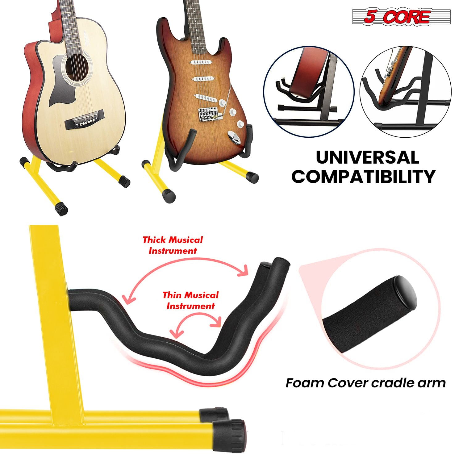 Guitar Stand 2PC A Frame w Soft Foam Arm Non Slip Rubber for Acoustic Electric Bass