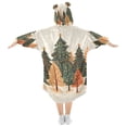thumbnail image 2 of FORMRS Wearable Blanket Hoodie with Sleeves for Kids Cozy Flannel Sweatshirt, Brown Christmas Trees, 2 of 7