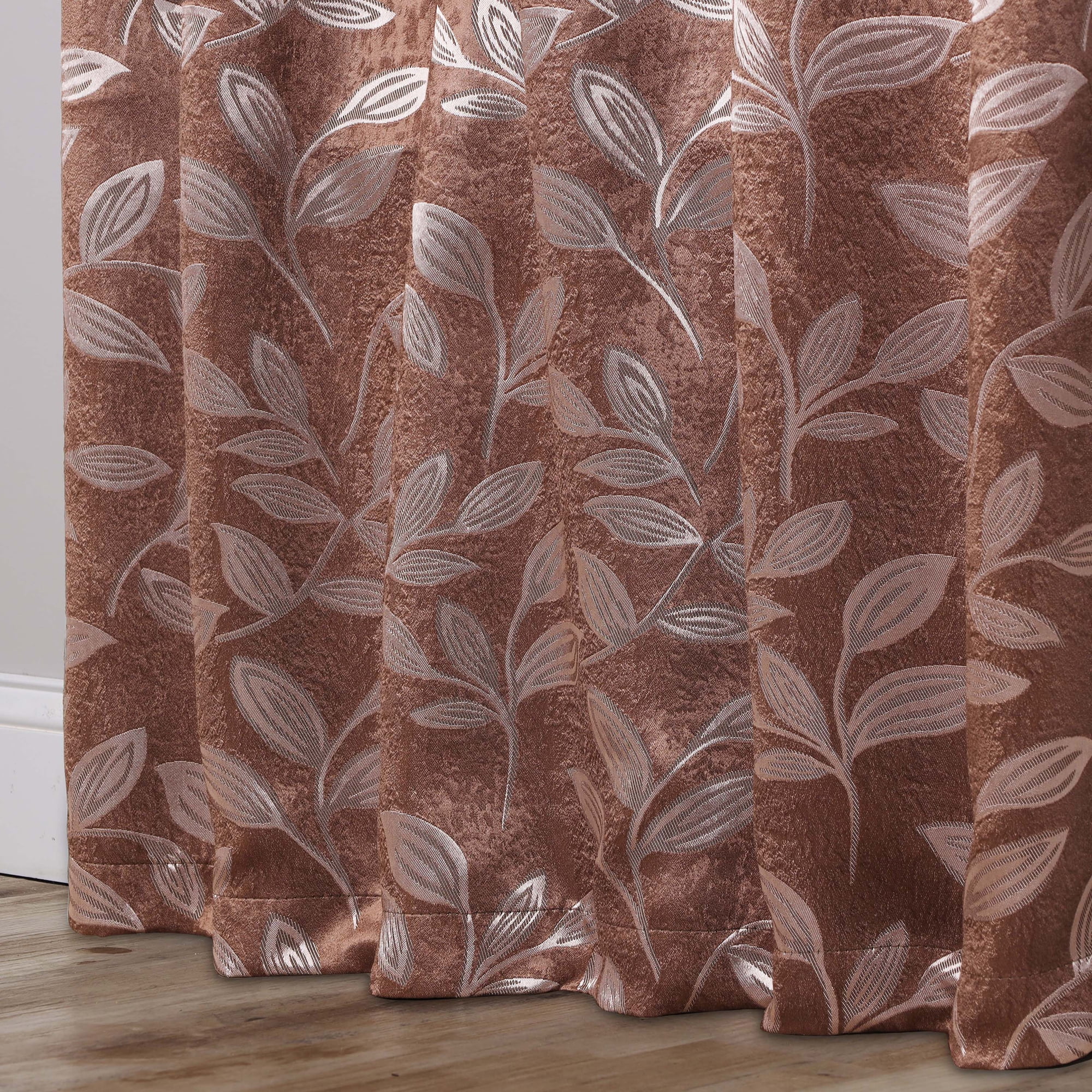 Superior Blackout Leaves Back Tab Curtains Set of 2, Light Filtering Curtain Panel Set, Cooper, 52"W x 108"L