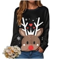 thumbnail image 4 of Kaprioy Womens Cute Christmas Sweatshirts Oversized Long Sleeve Casual Knit PulloverFall Fashion Clothing Tunic Tops Black, S, 4 of 6