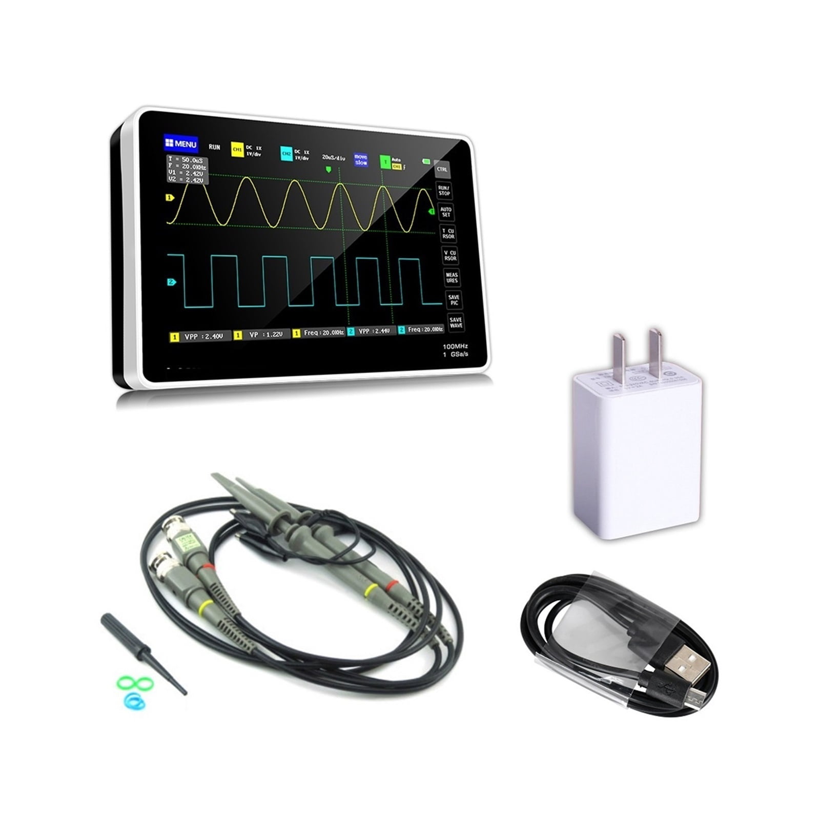 Digital Tablet Oscilloscope Dual Channel 100M Bandwidth 1GS Sampling Rate Mini Tablet Digital Oscilloscope ,Professional Designed