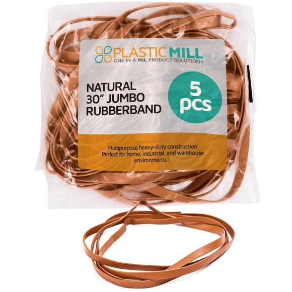 PlasticMill 30" Extra Large Rubber Bands for Trash Cans - Heavy Duty, Elastic, Oversized Trash Can Rubber Bands - Jumbo Garbage Can Rubber Bands to Secure Liners, Moving Furniture (5-Pack)
