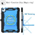 thumbnail image 2 of Kids Durable Handle Case for iPad Air 5th/4th Gen 10.9 inch, Silicone PC Heavy Duty Protection [360 Rotating Ring Stand/Adjustable Shoulder Strap] Tablet Case Cover for iPad Air 5th/4th,Black+Blue, 2 of 8