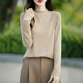 thumbnail image 2 of WRKEKC Chemises à Manches Longues pour Femmes Couleur Unie Couche de Base en Tricot Ample Col Rond Tunique Décontractée Tissu Doux pour Automne Hiver Confort Quotidien, 2 of 5