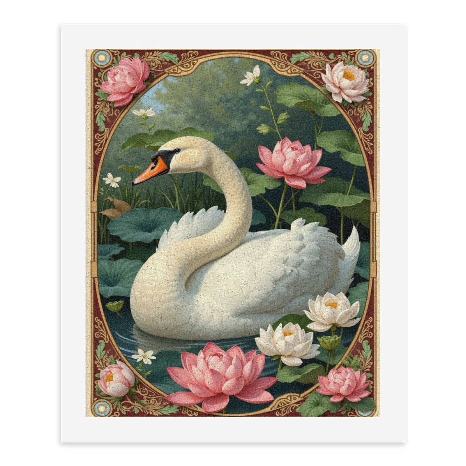 Paint By Numbers Kit for Adults Beginner - DIY Swan Lotus Pond Art Nouveau Canvas Painting Kits for Adults, Frameless Paint By Number for Adults for Home Wall Decor 16x20 Inch