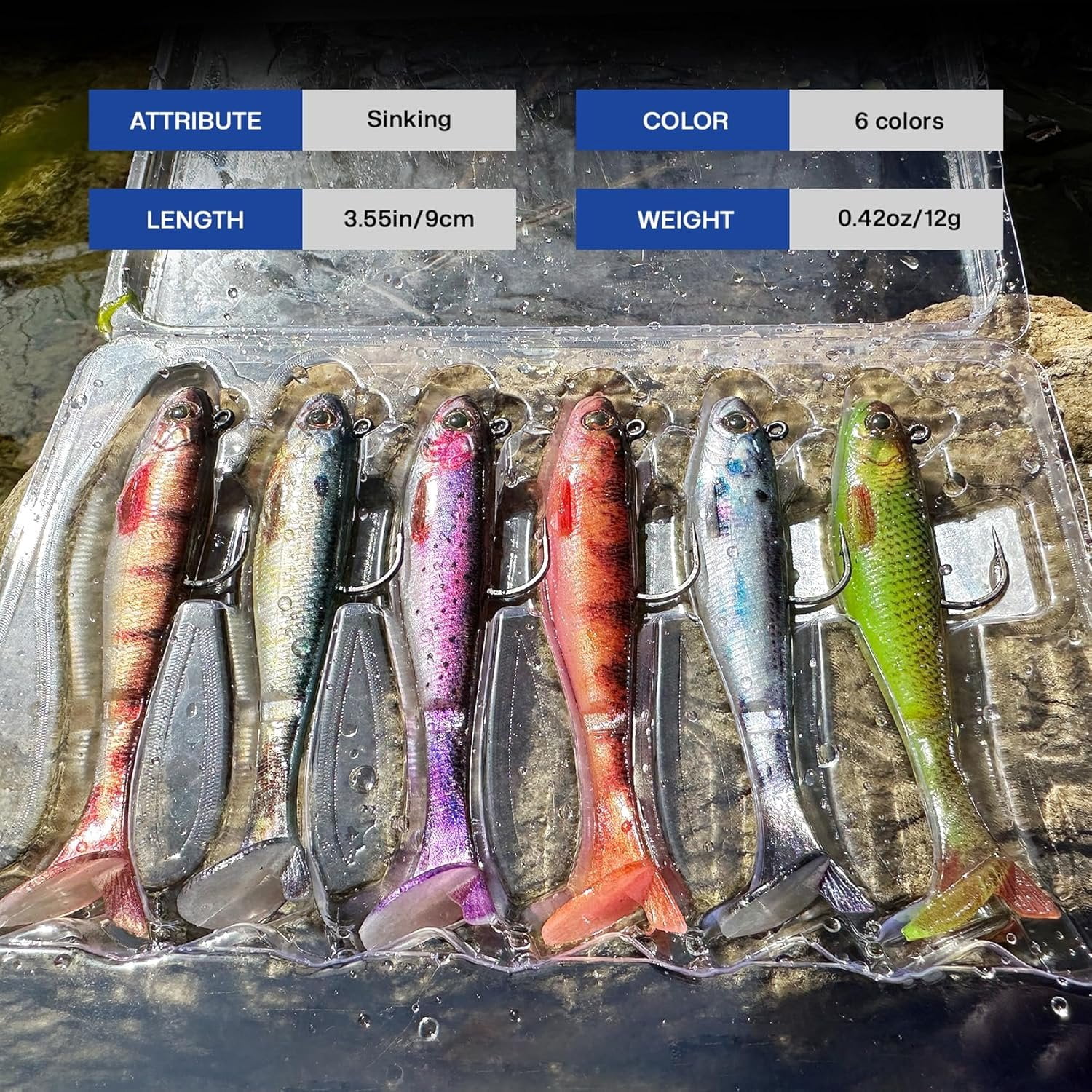 2.5/3.5In Swim Baits for Bass Fishing, Pre-Rigged Jig Heads Soft Plastic Walleye Fishing Lures, Paddle Tail Swimbaits for Bass Fishing, Fishing  for Freshwater Saltwater Gifts