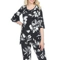 thumbnail image 4 of White Mark Women's Floral Bell Sleeve Tunic and Palazzo Pant Set, 4 of 5