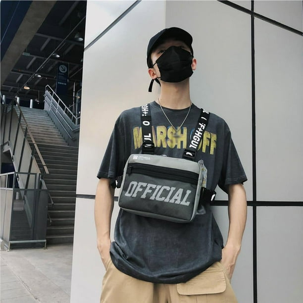 Chest Bag Hip Hop Streetwear Men s Vest Bags Adjustable Hand Free Rig Waistcoat Crossbody Women Accessories Waist Pack Outdoor Dark Gray Walmart