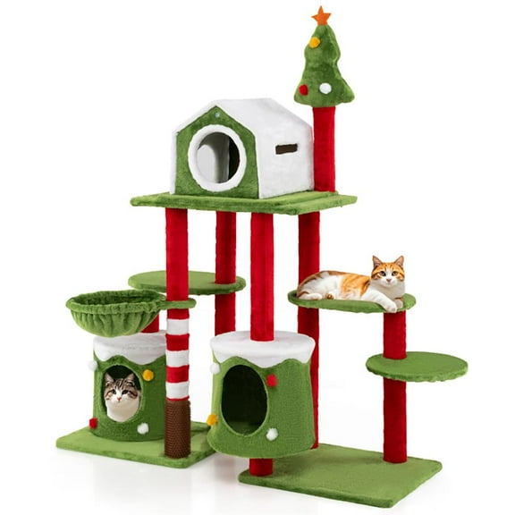 Resenkos Cat Scratching Tower,Cat Tree, 58 Inch Tall Cat Tree Tower Multi-level Pet Climbing and Jumping Tower Furniture with Condos
