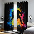 thumbnail image 2 of Manfei Sport Curtains and Drapes Pack of 2 (52x63 Each), Watercolor Graffiti Black Out Curtains, Black Blue Orange, 2 of 5