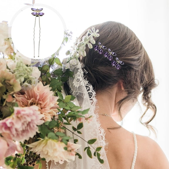 SEWCHICS Elegant Hair Clips Women Purple Rhinestone Wedding Bridal Accessories