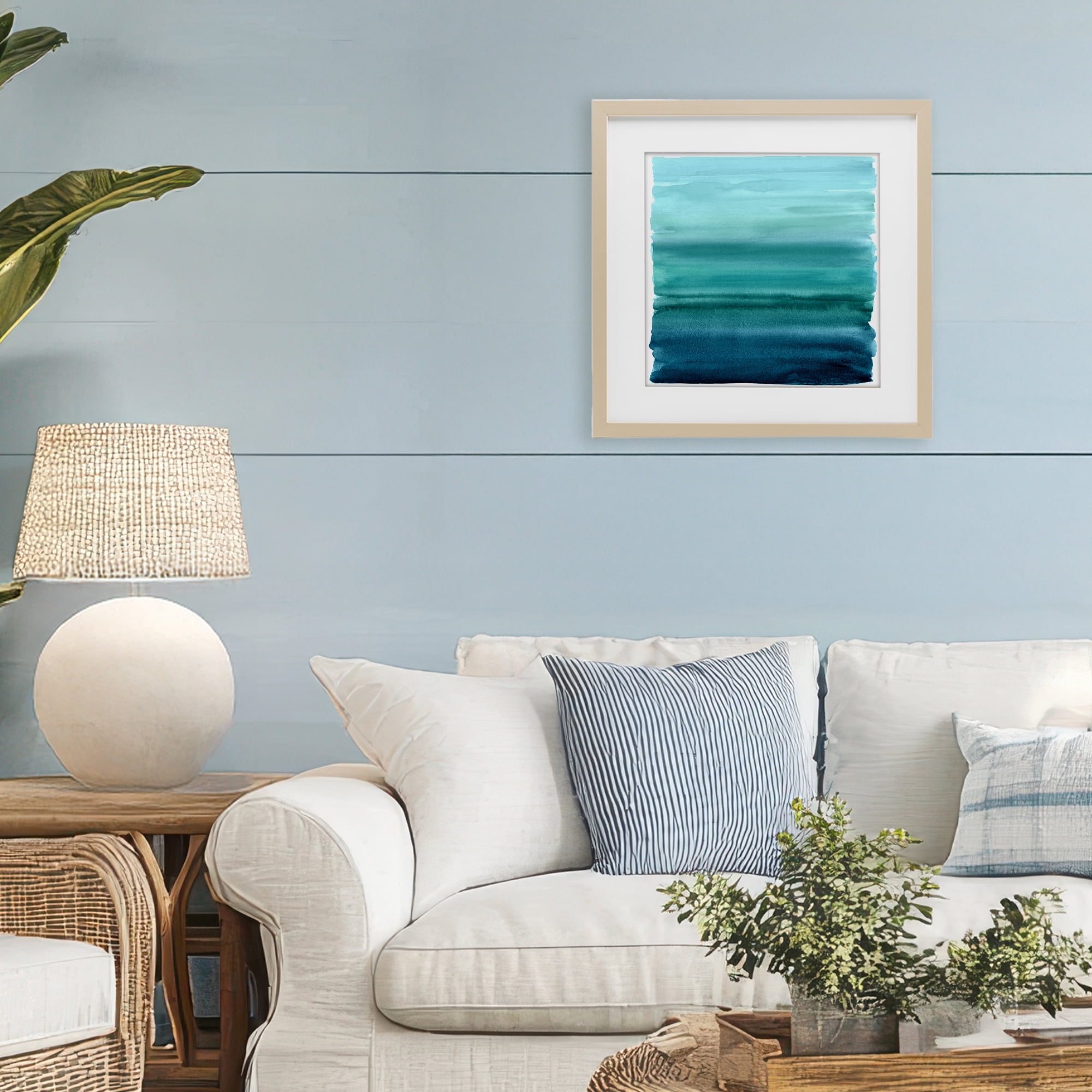 Stupell Industries Aqua Ombre Gradient Birch Framed Print Under Glass, design by Allie Corbin