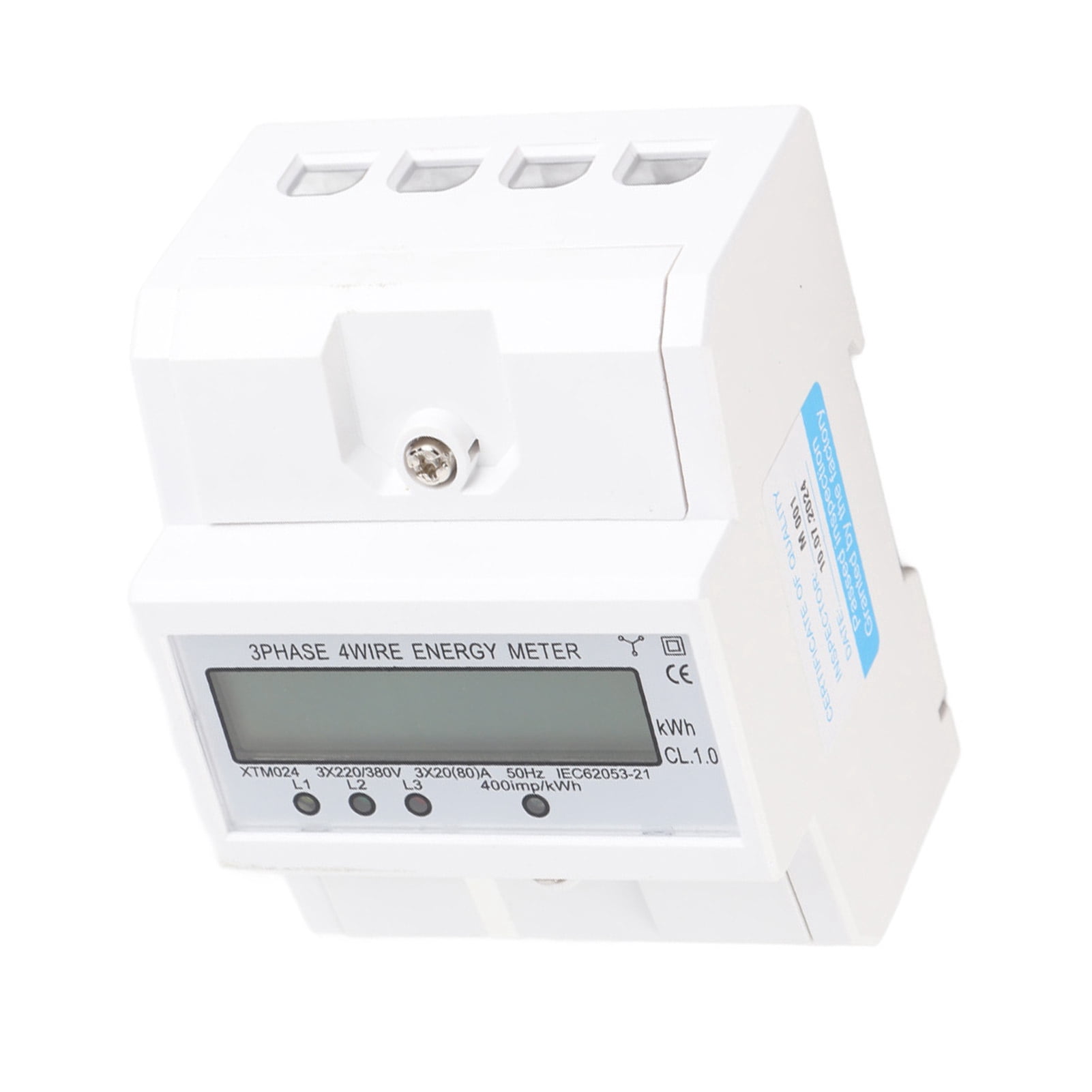 Digital LCD 3 X 20(80A) Three Phase Four Wire Din Rail KWh Electronic Energy Meter