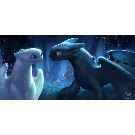 Train Cake Kit - How To Train Your Dragon 3 Light Fury and Toothless Edible Cake Topper Image ABPID00145V1