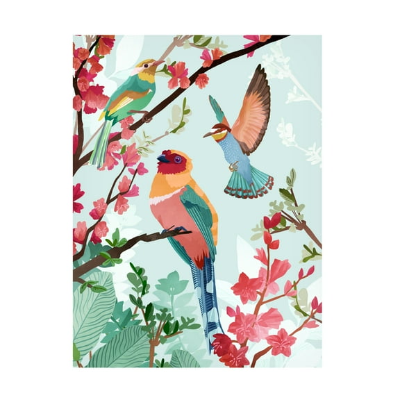 Trademark Fine Art Goed Blauw Birds of Summer Canvas Wall Art