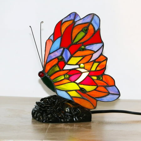 

BFYSFBAIG Stained Glass Butterfly Lamps Butterfly Table Lamp Bedroom Bedside Night Light Desk Lamp with USB Charging Port