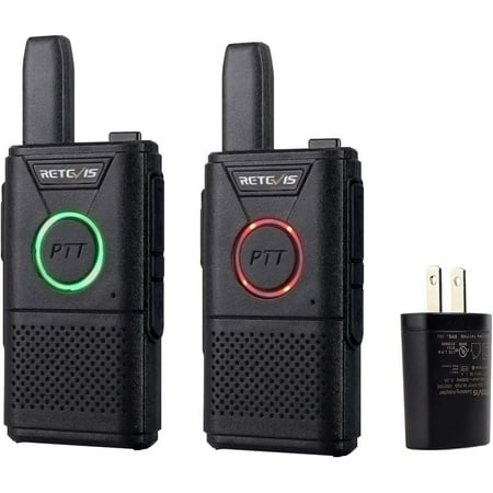RT18 Rechargeable Walkie Talkies, Portable FRS Two-Way Radios, Dual PTT, VOX, Metal Clip, Small Mini Walkie-Talkie for Adults Seniors Elderly Family Camping Hiking Outdoor Trip(2 Pack)