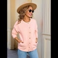 thumbnail image 4 of Suéteres de Larga con Cuello Redondo y Botones para Mujer, Cárdigan Abierto de Otoño 2025 Rosa M, 4 of 10