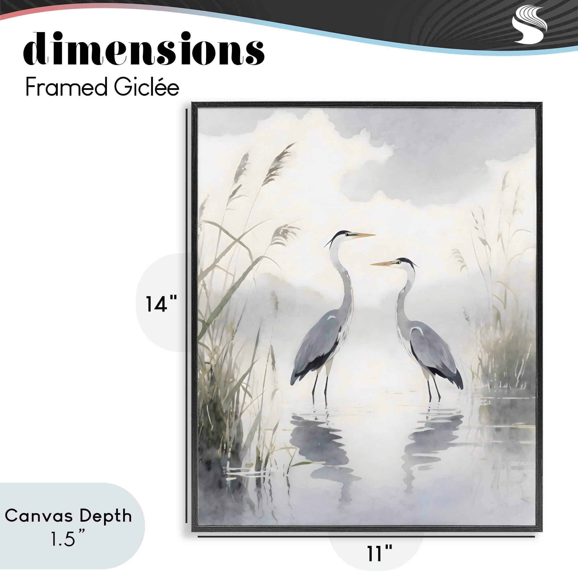 Stupell Industries Serene Wetlands Heron Reflections Black Framed Giclee Art, design by Creative Studio