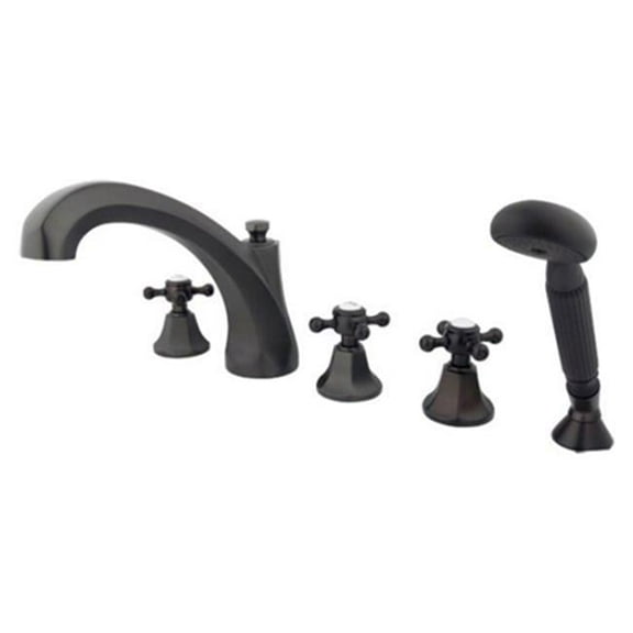 Three Handle Roman Tub Filler with Hand Shower - Oil Rubbed Bronze