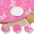 thumbnail image 4 of Pink Butterfly Pattern Round Fitted Tablecloth with Elastic Edge,Dining Table Cover Waterproof,Outdoor Round Tablecloth for Camping,Dining,Indoor and Outdoor, 4 of 7
