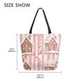 thumbnail image 5 of FORMRS Womens Canvas Tote Bag with Zipper Inner Pocket Shoulder Handbag, Pink Candy House, 5 of 7
