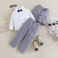 thumbnail image 2 of Zshosam Outfits for Boys Baby Boy Suits Infant Gentleman Outfit Collared Shirt+Vest+Tie+Pants Wedding Sets Size 12 18 Months,(Grey 12-18 Months), 2 of 6