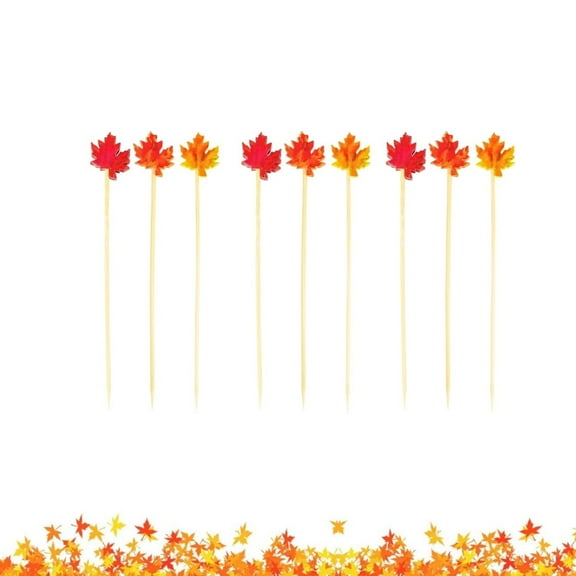 Portable Cocktail Picks,QZS Maple Leaves Cocktail Picks,Durbale Sandwich Sticks for Holiday,Birthday Party Decorations,100Pack,4.7 IN