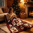 thumbnail image 4 of Christmas Blanket 27-80in Blue Cozy Flannel Soft Warm Throw for Bed Sofa Winter Home Decor by OVFUIZ, 4 of 9