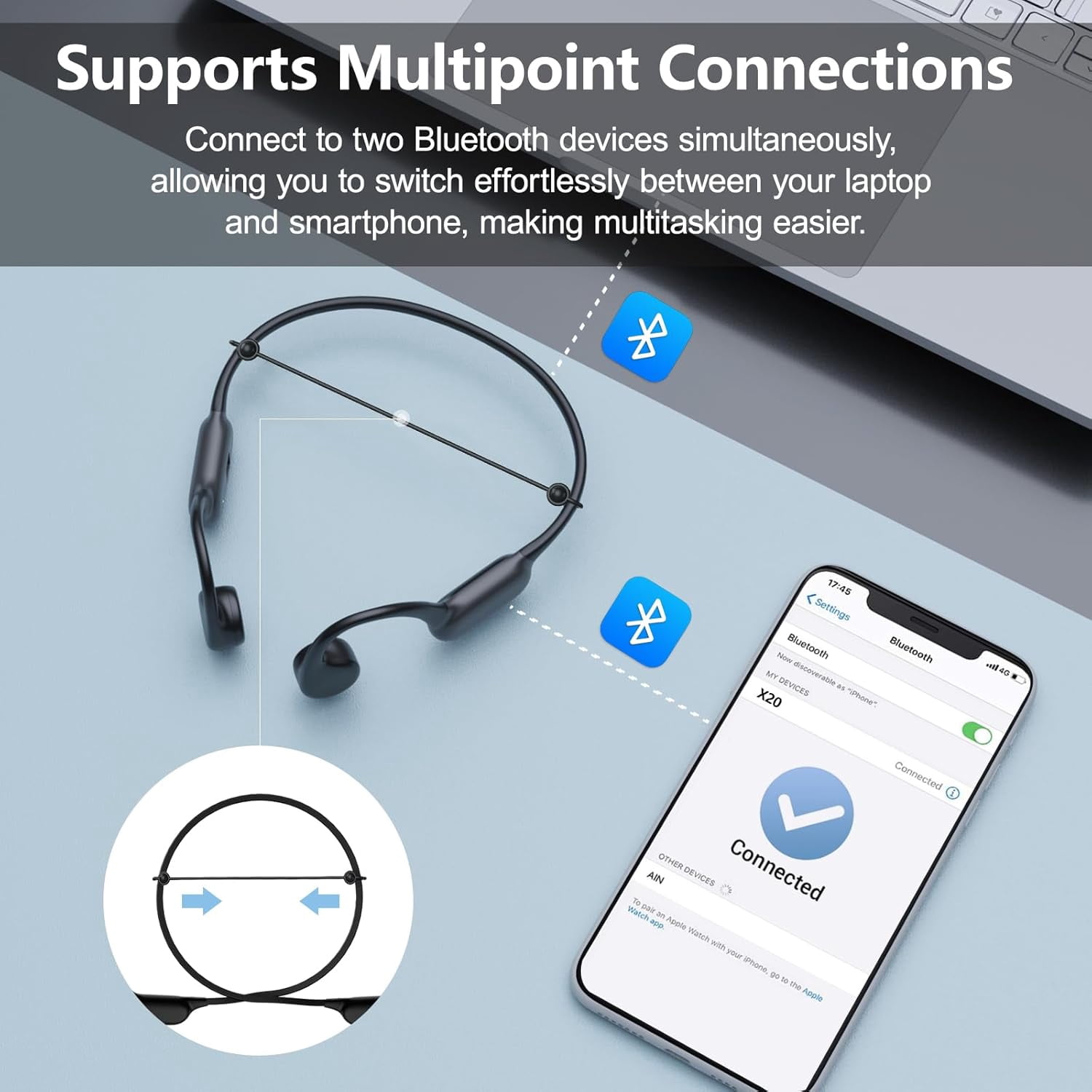 Swimming Headphones,Bone Conduction Headphones Bluetooth 5.4,IPX8 Waterproof,32G Memory Sports Headphone,Underwater Headphone with MP3-Player for Swim,Open Earphones for Swimming (Black X20)