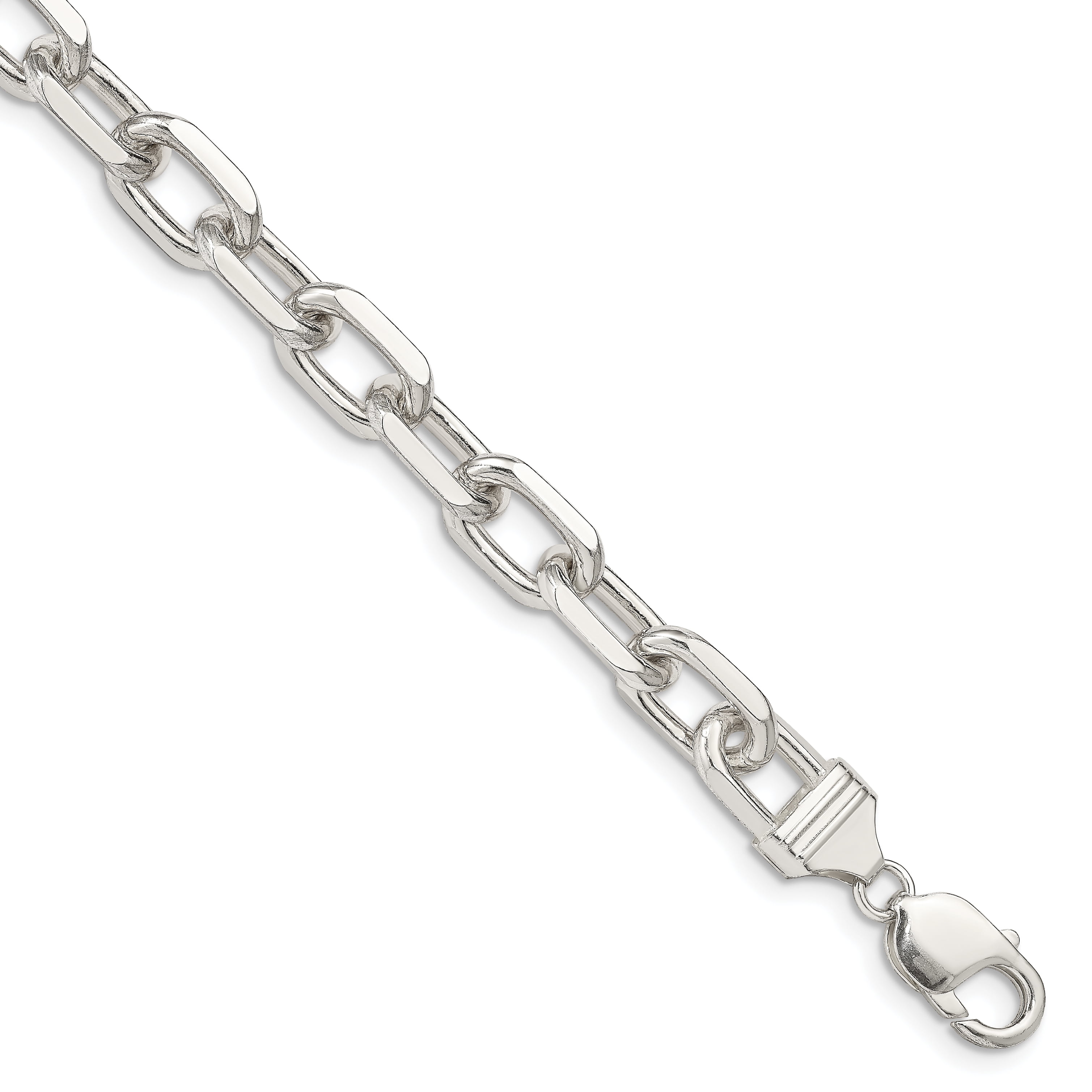 Solid Sterling Silver Elongated Open Link Chain Necklace or Bracelet