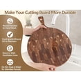 thumbnail image 6 of Acacia Wood End-Grain Round Cutting Board with Handle for Kitchen Bread Pizza Cheese Fruit Charcuterie Serving Cutting Board, Two-sided Use, 16.7 x 12.5 x 0.75 inches, 6 of 9