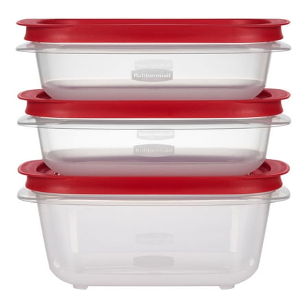 Rubbermaid 3.57-Cup (2) and 5.26-Cup EasyStore Rectangle Containers, 3 Pack, Food Storage Containers, Food Storage Containers with Lids