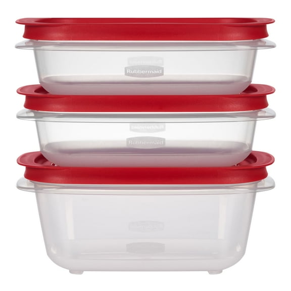 Rubbermaid 3.57-Cup (2) and 5.26-Cup EasyStore Rectangle Containers, 3 Pack, Food Storage Containers, Food Storage Containers with Lids