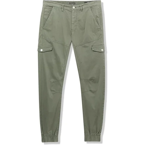 $98.00 Guess Mens Mid Rise Cargo Slim Pants, Hunter Green, Size 34x31