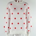 thumbnail image 4 of Lovskoo Sweaters for Women Comfortable Polka Dot Printing Long Sleeve Round Neck Sweater Top White, 4 of 7