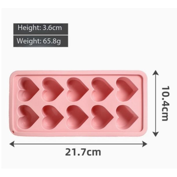 1 pieza de molde for bandeja de hielo de silicona en forma de corazón, película for cubitos de hielo con 10 películas for bandeja de hielo en forma de corazón con silicona suave de fácil liberación