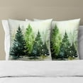 thumbnail image 3 of Christmas Throw Pillow Covers 20x20 Set of 2, Winter Green Pine Tree Snowflake Forest Farmhouse Decorative Pillow Cases Cotton Cushion Cover for Home Sofa Couch Decor, 3 of 4