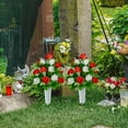 Seewan Artificial Cemetery Flowers with Vase, Set of 2 Artificial Rose