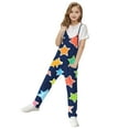 thumbnail image 7 of Tdoqot Girls Graphic Jumpsuit with Pockets- Casual Halter Wide Leg Cute Kids Overalls Navy Size 8, 7 of 7