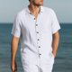 thumbnail image 1 of pstuiky camisetas de hombre, Top deportivo plisado de verano para hombre, informal, de color liso, de manga corta, con media cremallera y cuello alto camisas casuales para hombre xxxl, 1 of 8