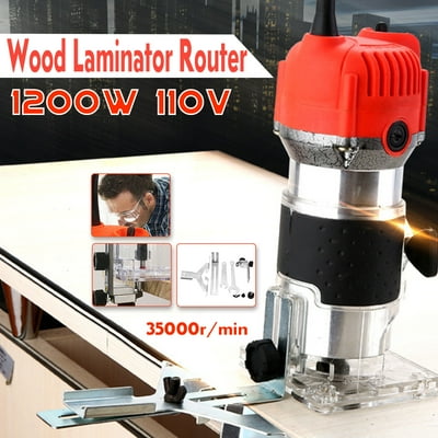 1/4inch 110V 1200W 35000r/min Electric Wood Hand Trimmer Edge Wood Laminator Router Joiners Woodworking Tool Set Kit Waterproof Carving Machine 1/4inch 110V 1200W 35000r/min Electric Wood Hand Trimmer Edge Wood Laminator Router Joiners Woodworking Tool Set Kit Waterproof Carving Machine