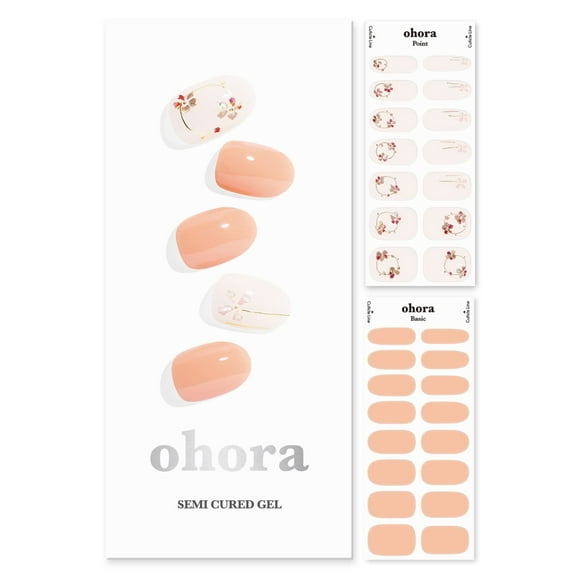 Tiras de gel para uñas Ohora, semicuradas y delicadas, con estampado blanco