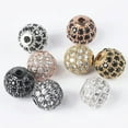 thumbnail image 2 of U8MO 5pcs 8mm 10mm Round Ball Rose Gold Silver Crystal & Copper Metal Loose Beads-Rose Gold & Black-10mm, 2 of 8